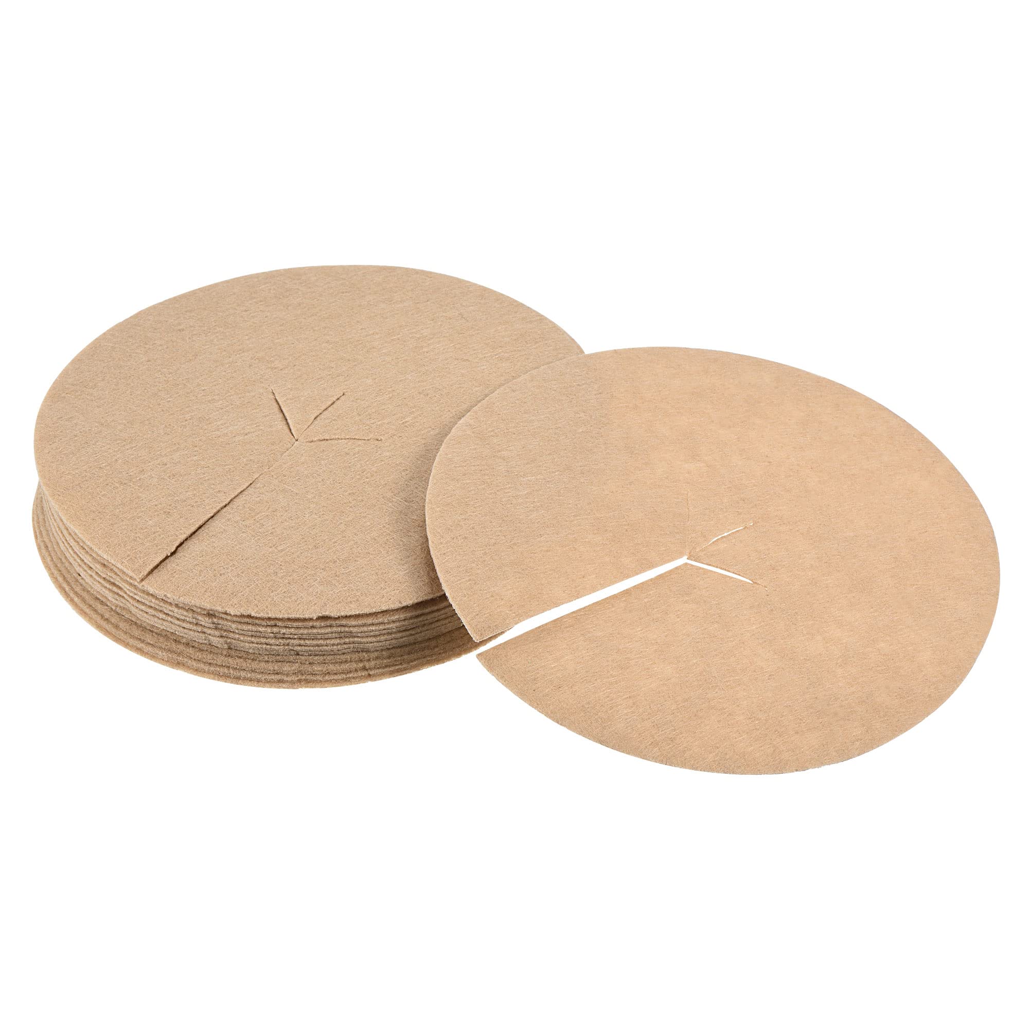 PATIKIL 5.4" OD Mulch Ring, 12 Pack Round Non-Woven Fabric Mat Plant Protection Cover Garden Barrier, Beige