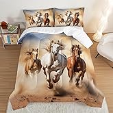 UEVBF Pentium Horse Print Bedding Comforter Set Full Size for Teens,Farm Animal Pattern Bedding Set for Boys Girls Room Horse Decor,Desert Theme Bedding Set with 2 Pillowcases.
