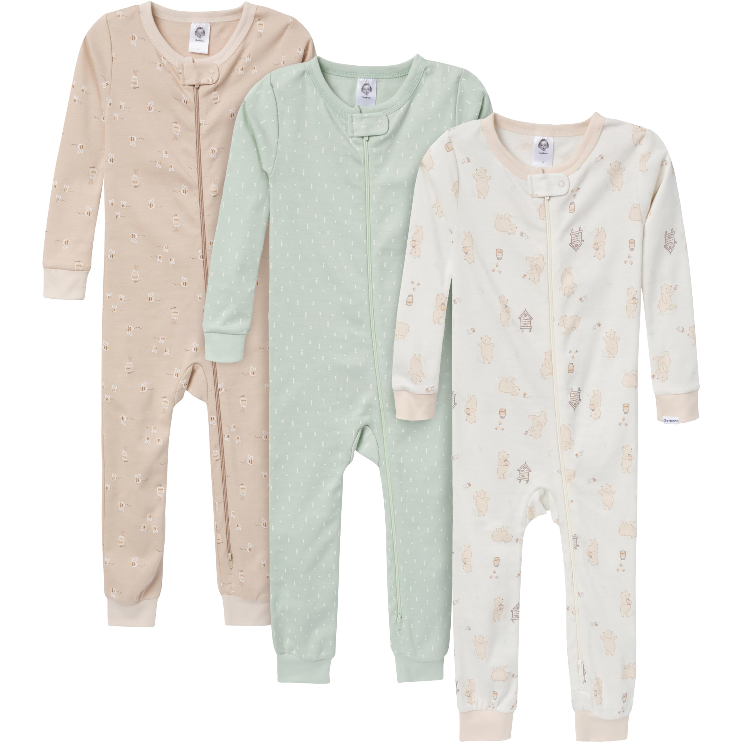 Photo 1 of **Pic for reference Only*** Gerber Unisex-Baby 3-Pack Snug Fit Footless One-Piece Cotton Pajamas, Bear