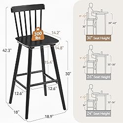 LUE BONA Windsor Wooden Barstools Set of 3 for
