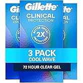 Gillette Clinical Antiperspirant and Deodorant for Men, 72hr Sweat & Odor Protection, Long Lasting Freshness, Anti-White Mark Technology, Clear Gel, Cool Wave Scent, 1.6 oz (Pack of 3)