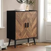 Iwell Storage Cabinet with 2 Shelves &amp; Doors, Sideboard Buffet Cabinet with Storage, Entryway Cabinets, Accent Cabinets for Living Room, Dining Room, Entryway, Black