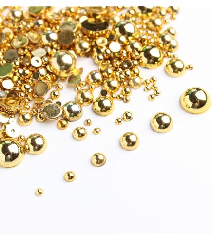 Allstarco 80 Perle Acriliche Oro 5mm Con Dorso Piatto - Strass Per Gioielli Fai Da Te, Craft, Cosplay - 3