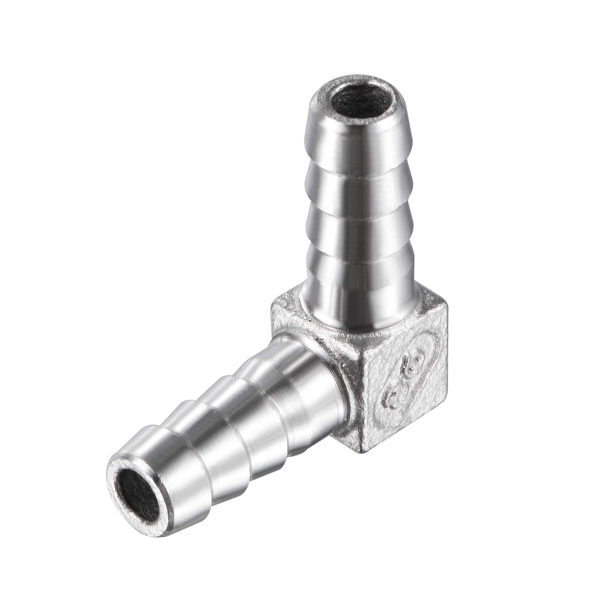 sourcing map Barb Hose Fitting, 28x28x8mm Elbow Coupler Tubing Connector for Water Fuel Air Oil Gas, Polishing 304 Stainless Steel