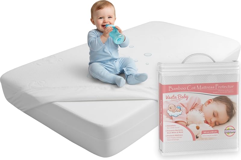 Vesta Baby Premium Mattress Protector Cot 60 x 120 cm Waterproof Fitted Sheet