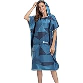 FLYILY Beach Changing Towel Surf Poncho Robe Hooded Wetsuit Adjustable Sleeves Surfing Swimming Bathing (NavyGeometry, Large - Fit for Men&Women)