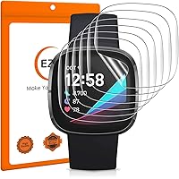 EZCO 12-Pack Screen Protector Compatible with Fitbit Sense & Versa 3, Full Coverage Anti-Bubble Soft Screen Protectors…