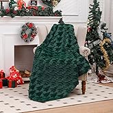 All Smiles Christmas Green Throw Blanket, Christmas Throw Blanket for Couch Decorative Bed, Sofa, Chair, Cozy Warm Fleece Fuzzy Farmhouse,Christmas Tree 50'' x 60''