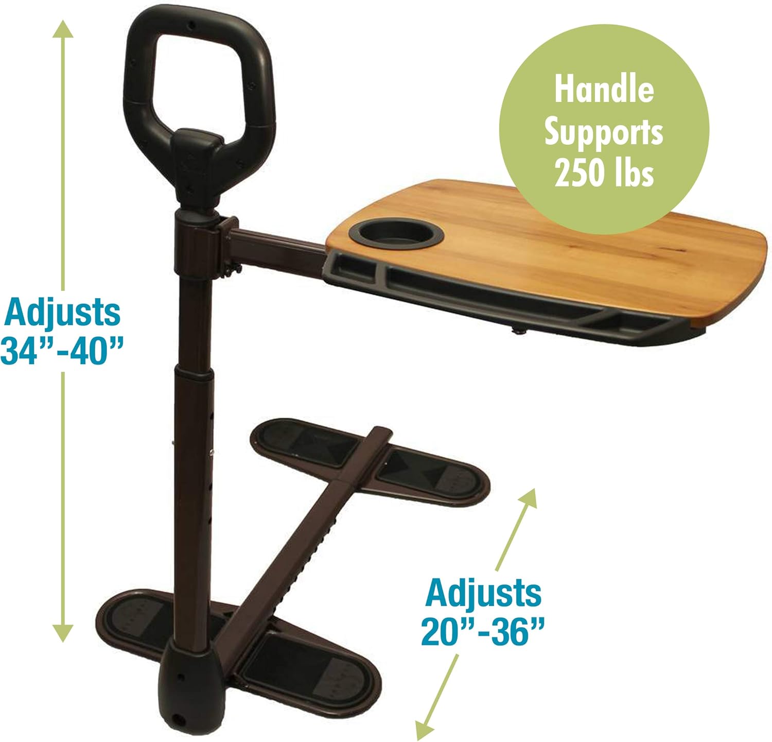 Able Life Able Tray Table, Adjustable Bamboo Swivel TV and Laptop Table with Ergonomic Stand Assist Safety Handle, Independent Living Aid: Health & Personal Care