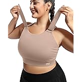 VFUS Plus Size Sports Bras Medium-High Support Adjustable Racerback High Neck Wireless Everyday Workout Running Bra for Women