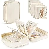 Mkono Travel Jewelry Organizer Case, Mini Jewelry Bag Storage Book with Adjustable Binders for Necklaces, Earrings, Rings, Bracelets Velvet Jewelry Pouch Bag Storage Ideal for Trips & Gifts