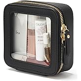 Popvibe Clear Makeup Bag Travel Cosmetic Case Transparent Toiletry Bag with Zipper, Portable Make Up Organizer Traveling Compact Car Bag for Essentials