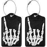 2 Pcs Skull Luggage Tags for Suitcases, Funny Halloween Luggage Tag, Skeleton Hand Decor, Christmas Birthday Gifts for Women Men Uncle Auntie Brother Sister Grandpa Grandma Cruise Ships