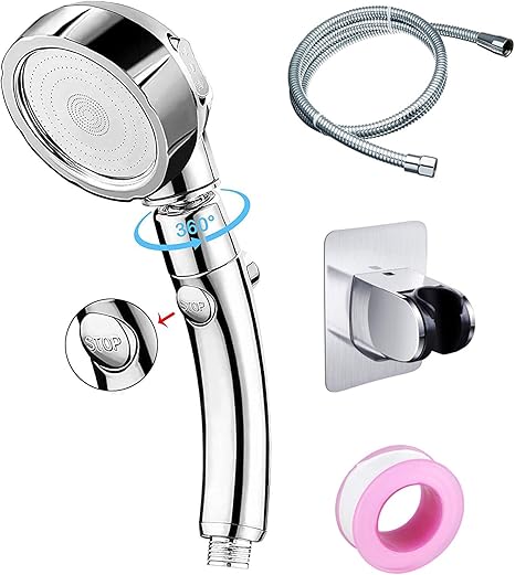 Amazon Ireekシャワーヘッド ホース付き 70 節水 増圧シャワーヘッド 3段階モード 手元ストップ 3d回転機能シャワーヘッド ハンド シャワー 工具不要 取付簡単 塩素除去 優し水流 継手 水漏れ防止 国際汎用基準ｇ1 2 説明書付き シャワーフック付き でシルバー
