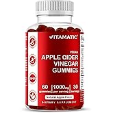 Vitamatic Apple Cider Vinegar Gummies - 1000mg per Serving - 60 Vegan Gummies - ACV Gummies for Detox, Weight Loss Support, Energy Boost, Digestion & Gut Health