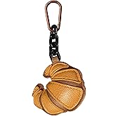 VITITRAN Leather Croissant Keychain, Anti-lost Wristlet for Car Keys, Multiple Styles Fashin Bread Bag Charm for Bag Backpack