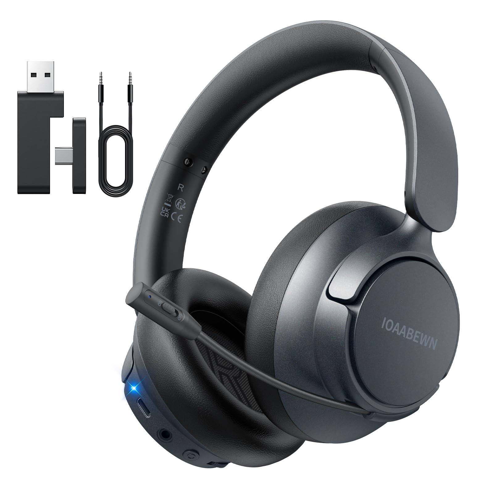 Photo 1 of IOAABEWN Wireless Gaming Headset for PS5 PS4 PC, 55 Hr Battery Bluetooth 5.3 Gaming Headphones with Microphone, 2.4G Gamer Headset Wireless for PS5 Switch PC