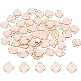 PATIKIL 50pcs Heart Charm, Heart Bracelet Charm Pendants Small Bulk Glitters for Jewelry Making Bracelets Earrings Necklaces