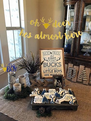 LaVenty Set of 2 Oh Deer He is Almost Here Banner Oh Deer Banner Woodland Baby Shower Decorations Oh Deer Baby Shower in Oman Whizz Categories