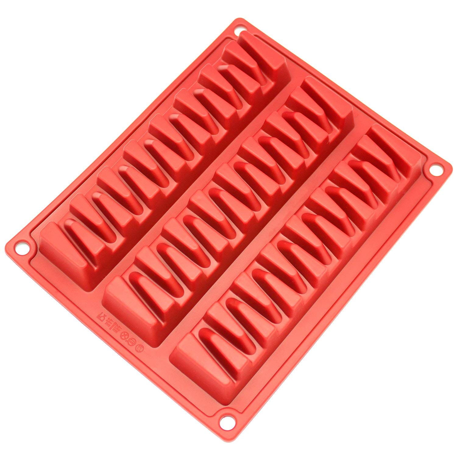 Freshware Silicone Mold, Chocolate Mold For Chocolate Bars, Protein Bars And Energy Bars, Toblerone, Break-Apart, 3-Cavity Red