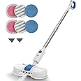 Electric Mop, Cordless Spin Mop for Floor Cleaning, AlfaBot S1 Cordless Mop with Water Sprayer and LED Headlight, Super Quite & Rechargeable Floor Scrubber for Hardwood Floor Tile & Laminate Floors