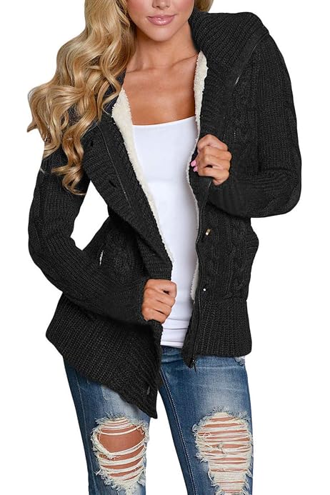 Front Button Hooded Sweater Outwear 