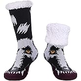 MQELONG Men's Slipper Socks Winter Fuzzy Fleece Lined Cozy Thermal Non-Slip Indoor Christmas Socks