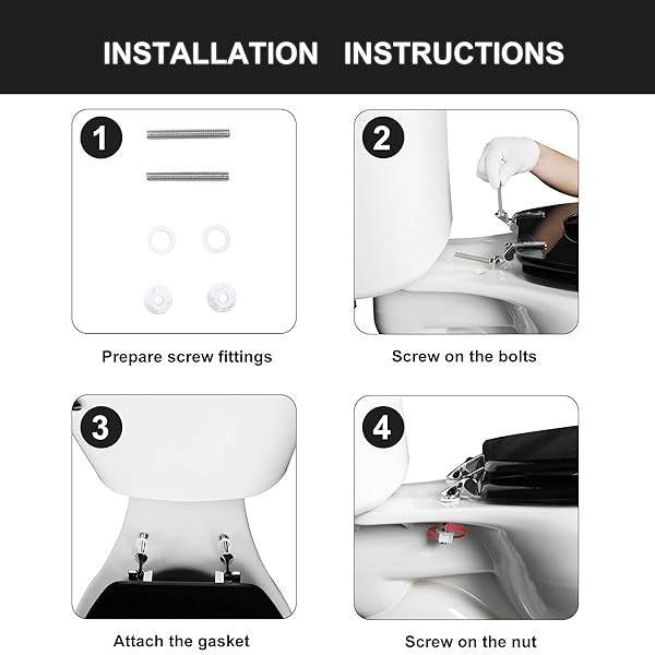 BLACK ELONGATED TOILET SEAT NATURAL WOOD TOILET SEAT WITH ZINC ALLOY HINGES, EASY TO INSTALL ALSO EASY TO CLEAN, SCRATCH RESISTANT TOILET SEAT BY ANGOL SHIOLD (ELONGATED, BLACK)