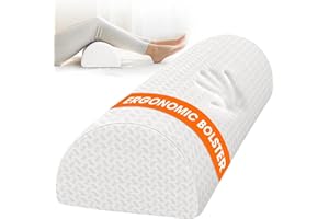 SweetSlubr Knee Pillow for Side Sleepers, Half Moon Memory Foam Bolster Pillow for Legs, Ergonomic Design Wedge Elevation Pillow for Side & Back Sleeping, Under Knee Support, Foot, Ankle, Lumbar,White