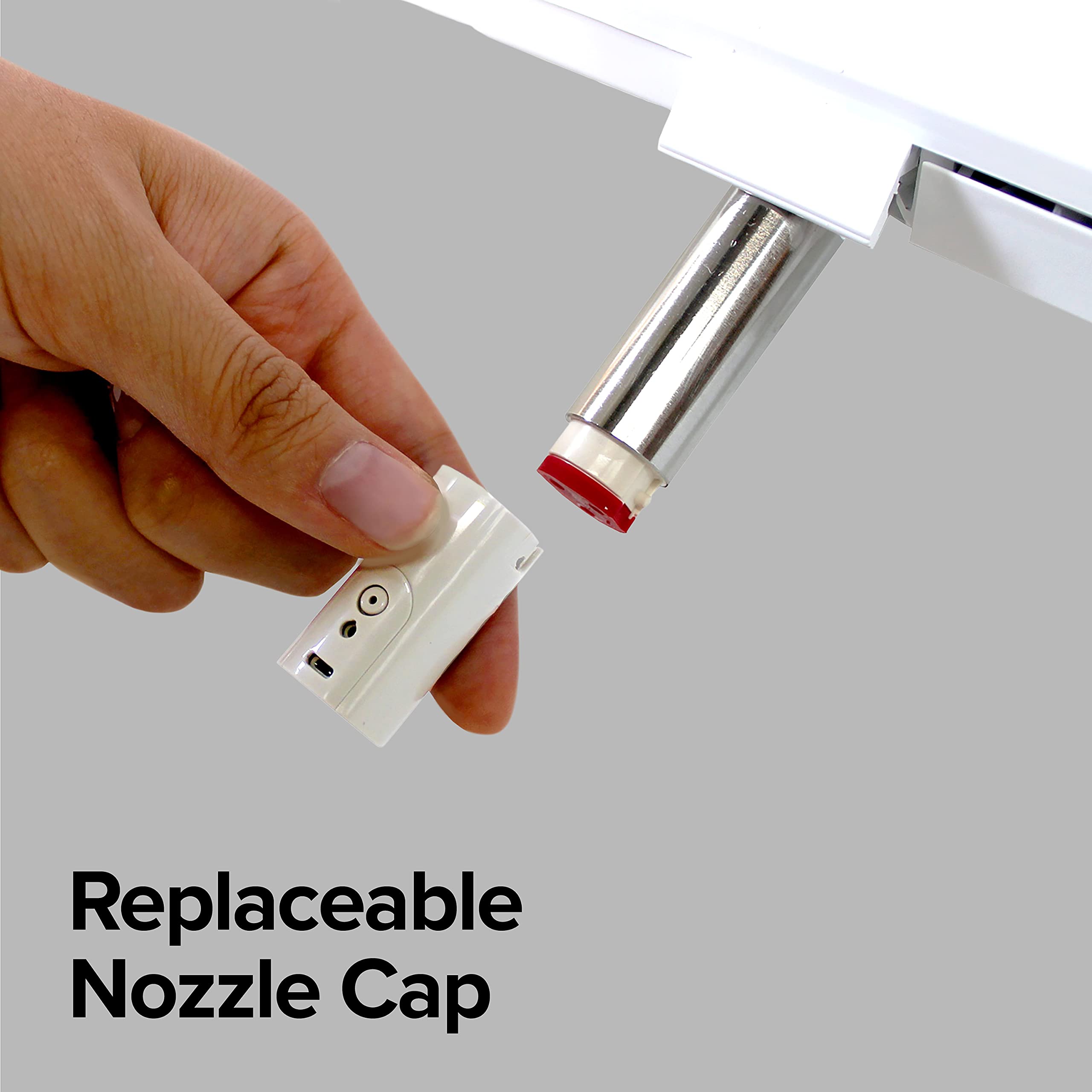 SmartBidet® SB-100R Electric Smart Bidet™ Seat for Elongated Toilets with Remote Control, Stainless Steel Nozzle with Removable Nozzle Cap, Slim and Strong Design