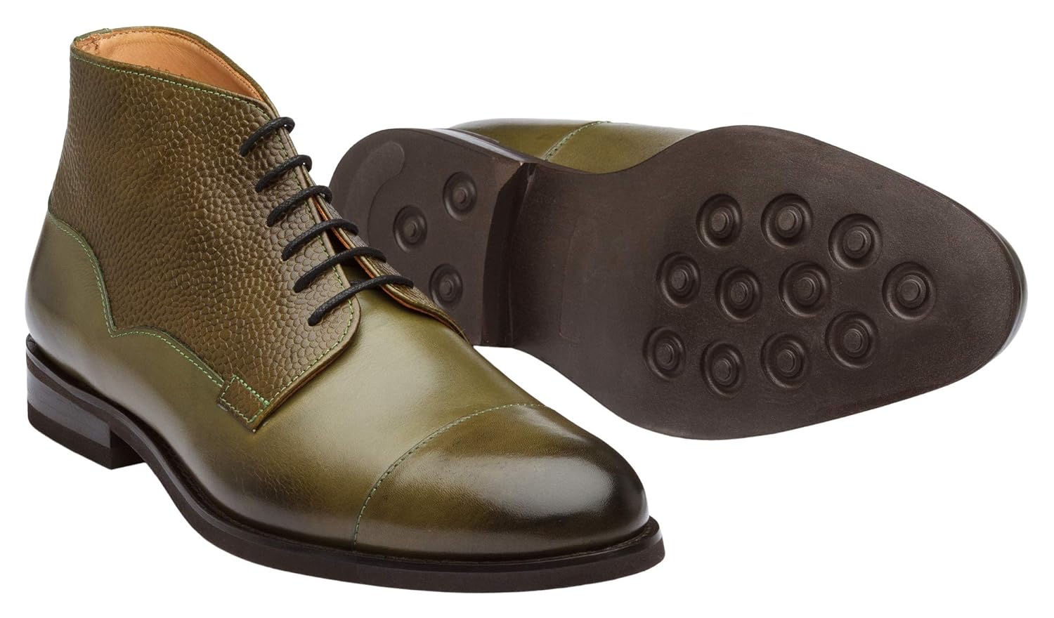 DAPPER SHOES CO Mens Classic Handcrafted Grain Leather Cap