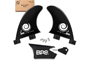 BPS New Zealand Side Bite Fins Fiberglass Reinforced Eco Surfboard Fins with 60% Recycled Nylon Plastic for Longboard, Surfboard, Shortboard FCS GL Style Fin Box