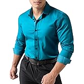 JOGAL Men's Dress Shirts Regular Fit Long Sleeve Stretch Business Wedding Button Down Shirts