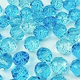 Honkoolly 400pcs Crystal Glass Beads 4mm Faceted Rondelle Glass Spacer Beads with Hole for Bracelets Necklace Earring DIY Jewelry Making Craft(Light Lake Blue)