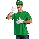 Disguise Luigi Adult Costume Accessory Kit, Official Super Mario Costume with Hat and Mustache, One Size Adult