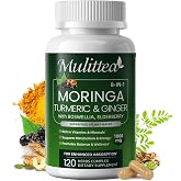 Moringa Capsules1000mg, 7-in-1 Superfood with Ashwagandha &amp; Turmeric | Vegan Capsules With Ginger, Elderberry, Licorice &amp; Boswellia - Support Immune, Skin, Gut &amp; Antioxidant-Non-GMO, GMP, 120 CT