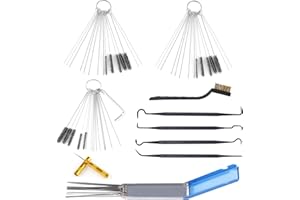 Carburetor Cleaner Tool Kit, Airbrush Torch Tip Cleaner Set Hex Wrench Pointed Pick Single-Head Brush 15 Nylon Brushes 30 Cle