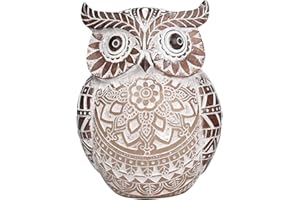 PIGORT Adorable Owl Figurine for Shelf or Tray - Cute Chubby Owl Figurine Boho Decor for Shelf Desktop Cabinet Fireplace Mantel Bathroom Decor Accents