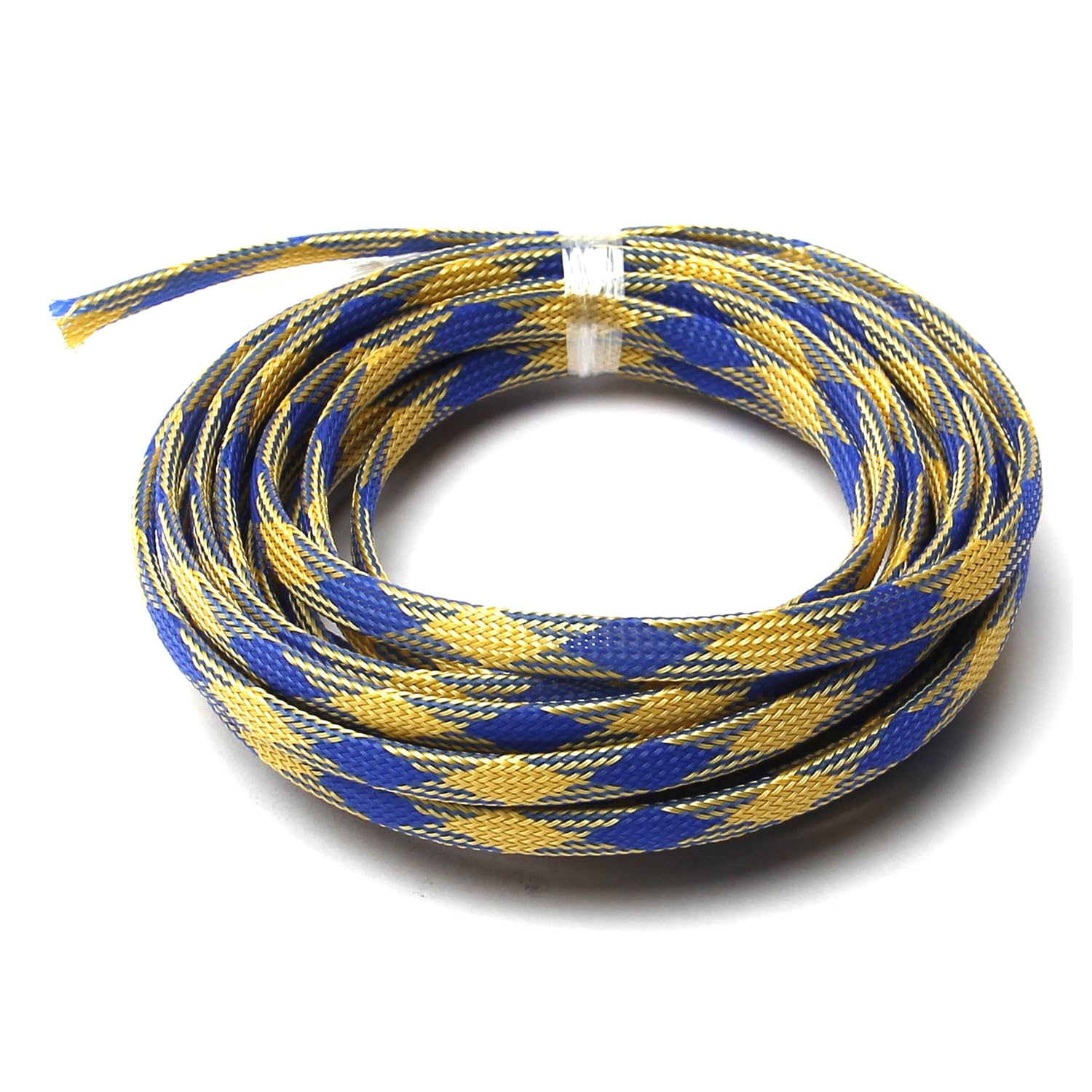 Othmro 1Pc Cable Tidy Sleeve, 5m Cable Protector, Desk Cable Management Cable Organizers Wire Tidy for TV/PC USB Cable, Pet Cable Protector, Blue Yellow (Width: 4mm)