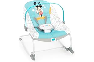 Bright Starts Disney Baby Mickey Mouse Infant to Toddler Rocker with Vibrations and Removable Toy Bar - Original Bestie, Newb