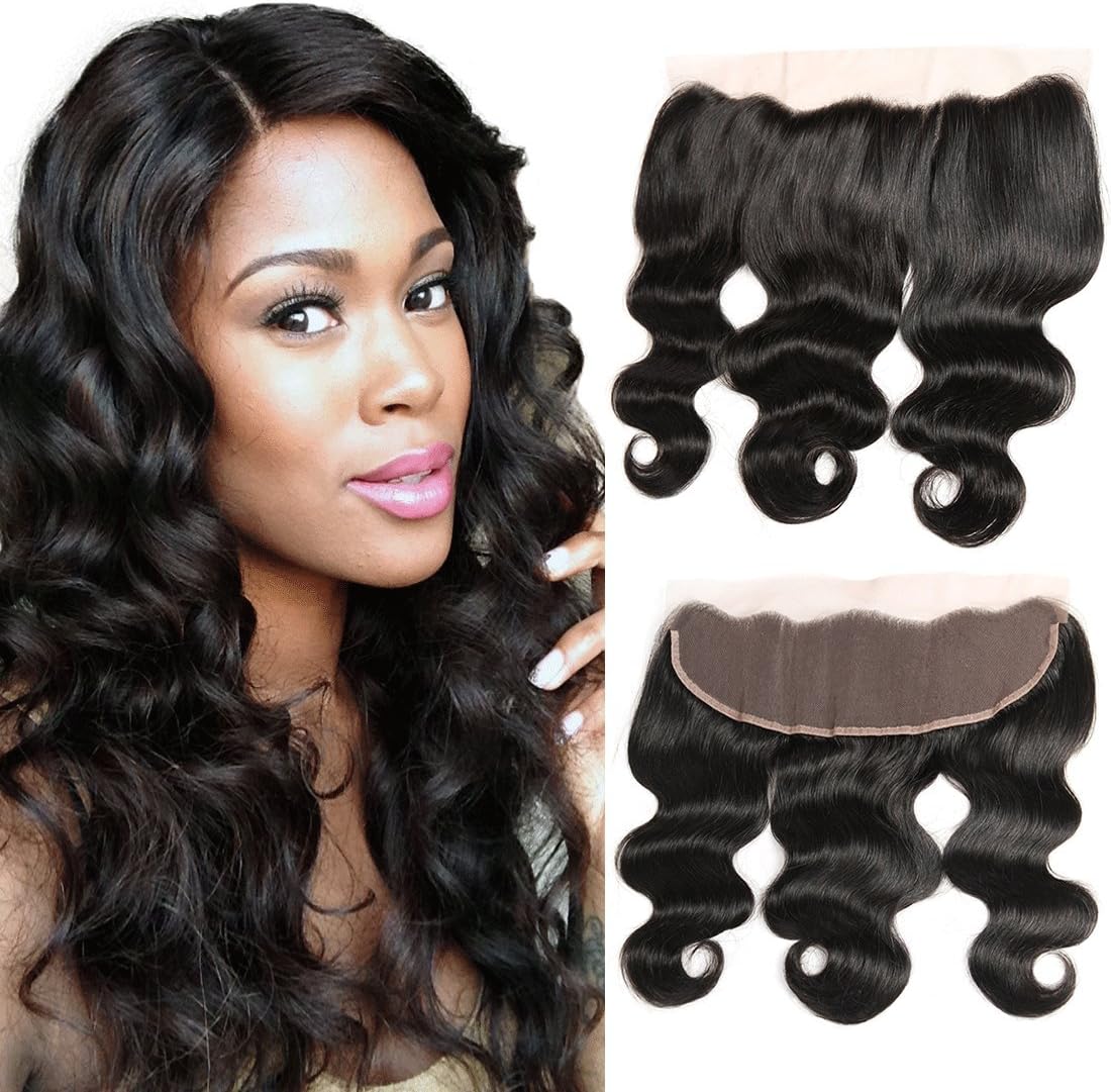 Dai Weier Body Wave Lace Frontal Closure 13x4 Ear To Ear Lace Front Brazilian Virgin Human Hair Extension Grade 9a Pre plucked 130% Density Unprocessed Hair Weave 12 inch