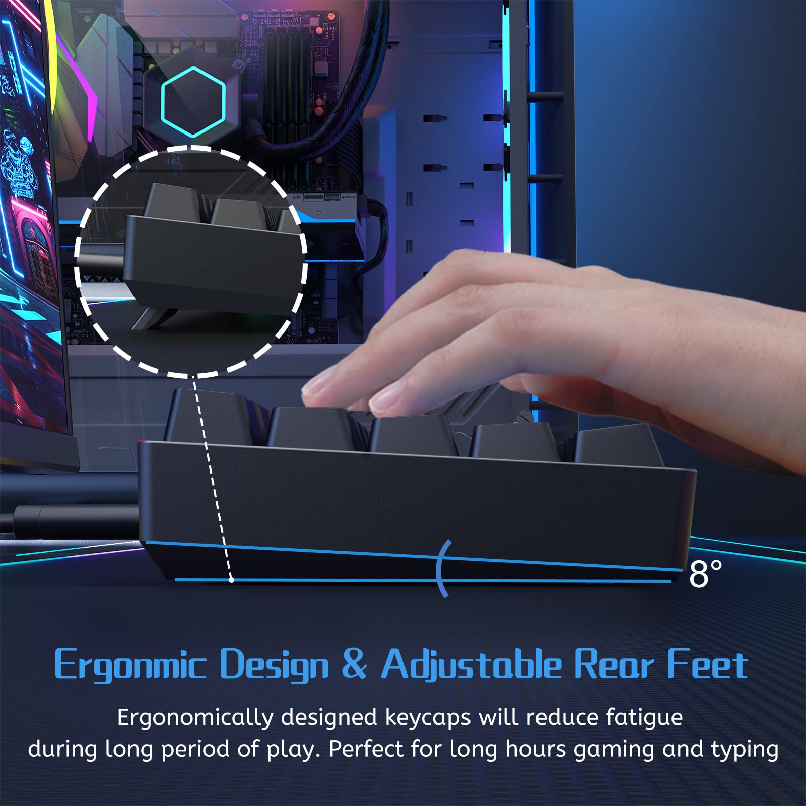 DIERYA 60% Mechanical Keyboard, DK61se Wired Gaming Keyboard with Blue Switches, LED Backlit Ultra-Compact 61 Keys Mini Office Keyboard for Windows Laptop PC Gamer Typist（Black）