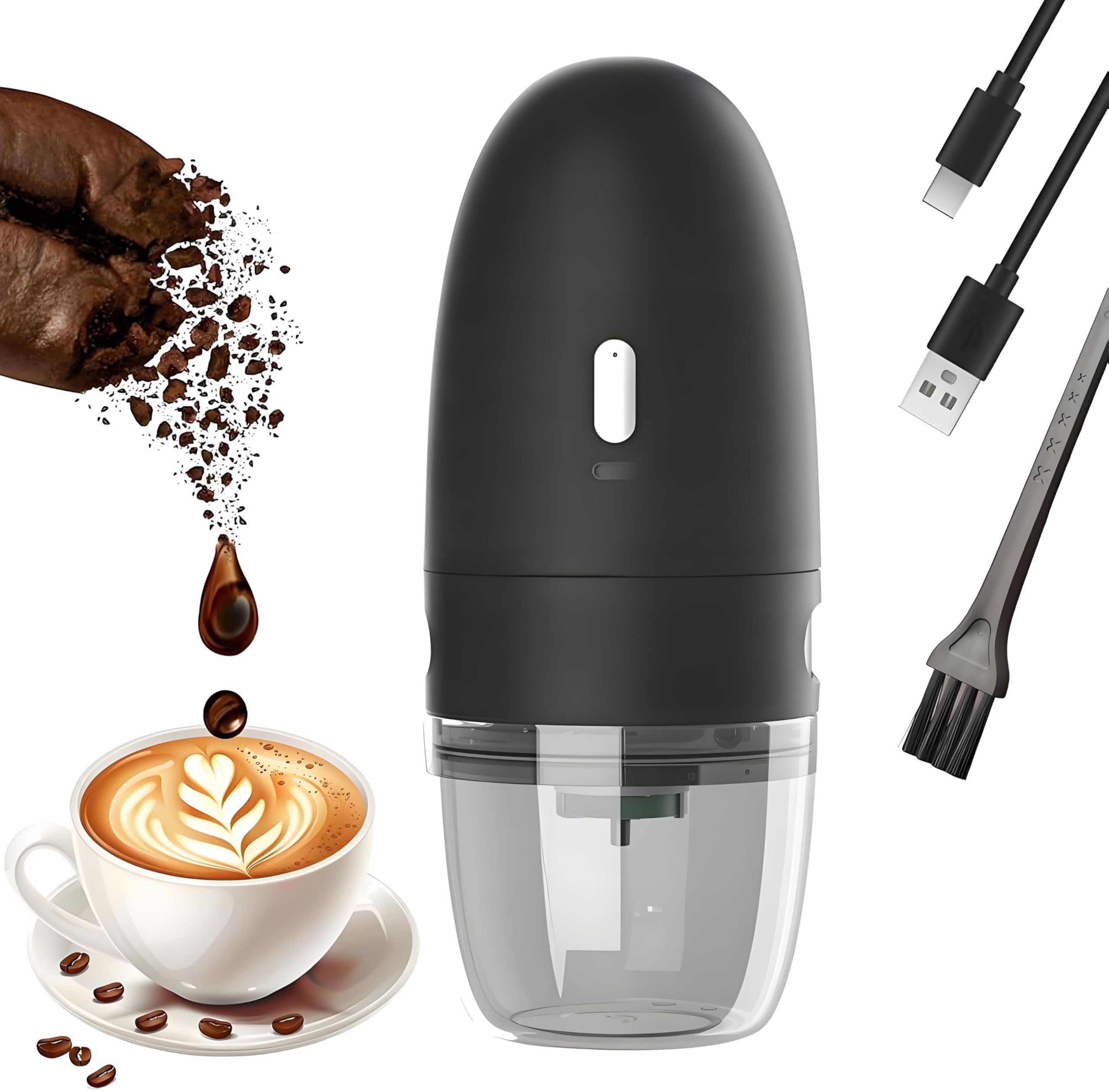 Photo 1 of Electric Coffee Grinder, Conical Burr, Adjustable Grind Settings | Portable USB-C Rechargeable, for Espresso, French Press, Cold Brew, Travel & Home, Black
