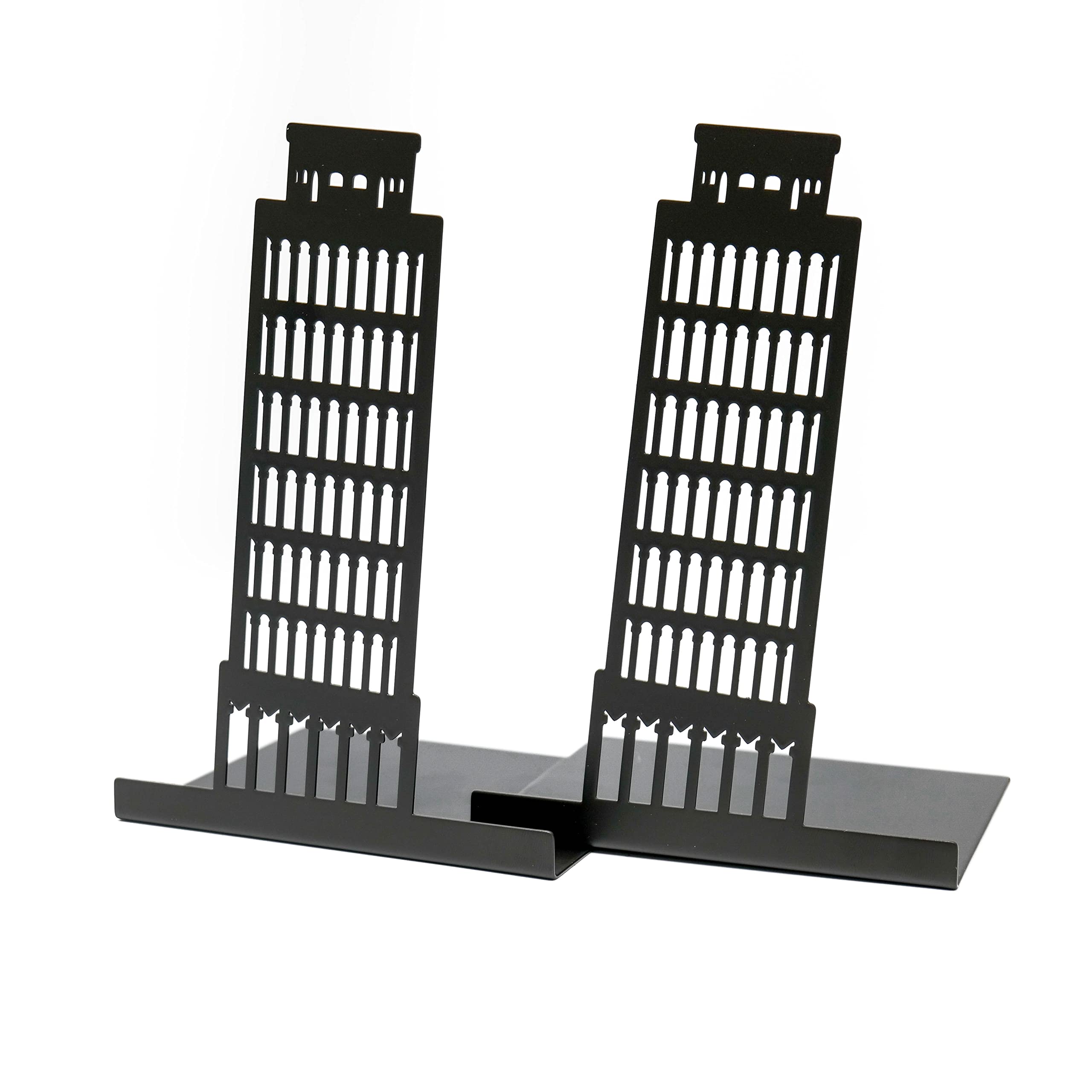 JJA Bookends 1 Pair, Book Organizer Holder Binder Dividers, Metal Bookends For Home & Kitchen Stationary & Office Supplies Home Decorative Office Home School (Pisa Tower)