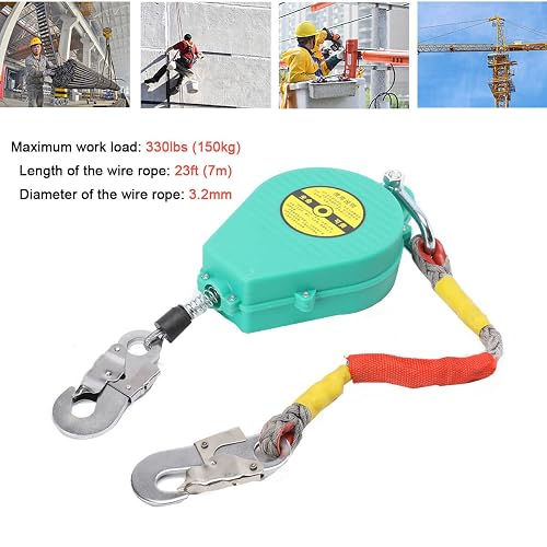 Generic 23ft Self Retracting Lifeline, 330LBS Fall Arrest Equipment, Fall Protection System with Dual Swivels, Alloy Steel Hook, & Flame Retardant Steel Wire Rope(3.2mm Generic 23ft Self Retracting Lifeline, 330LBS Fall Arrest Equipment, Fall Protection System with Dual Swivels, Alloy Steel Hook, & Flame Retardant Steel Wire Rope(3.2mm