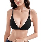 Yadalky Women's Comfy Wireless Triangle Bralette, Sexy Plunge Unlined Seamless Everyday Bras No Underwire Pull-On T-Shirt Bra
