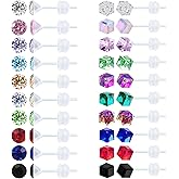 KASFREE CZ Plastic Earrings for Sensitive Ears Hypoallergenic Geometric Stud Earring for Women