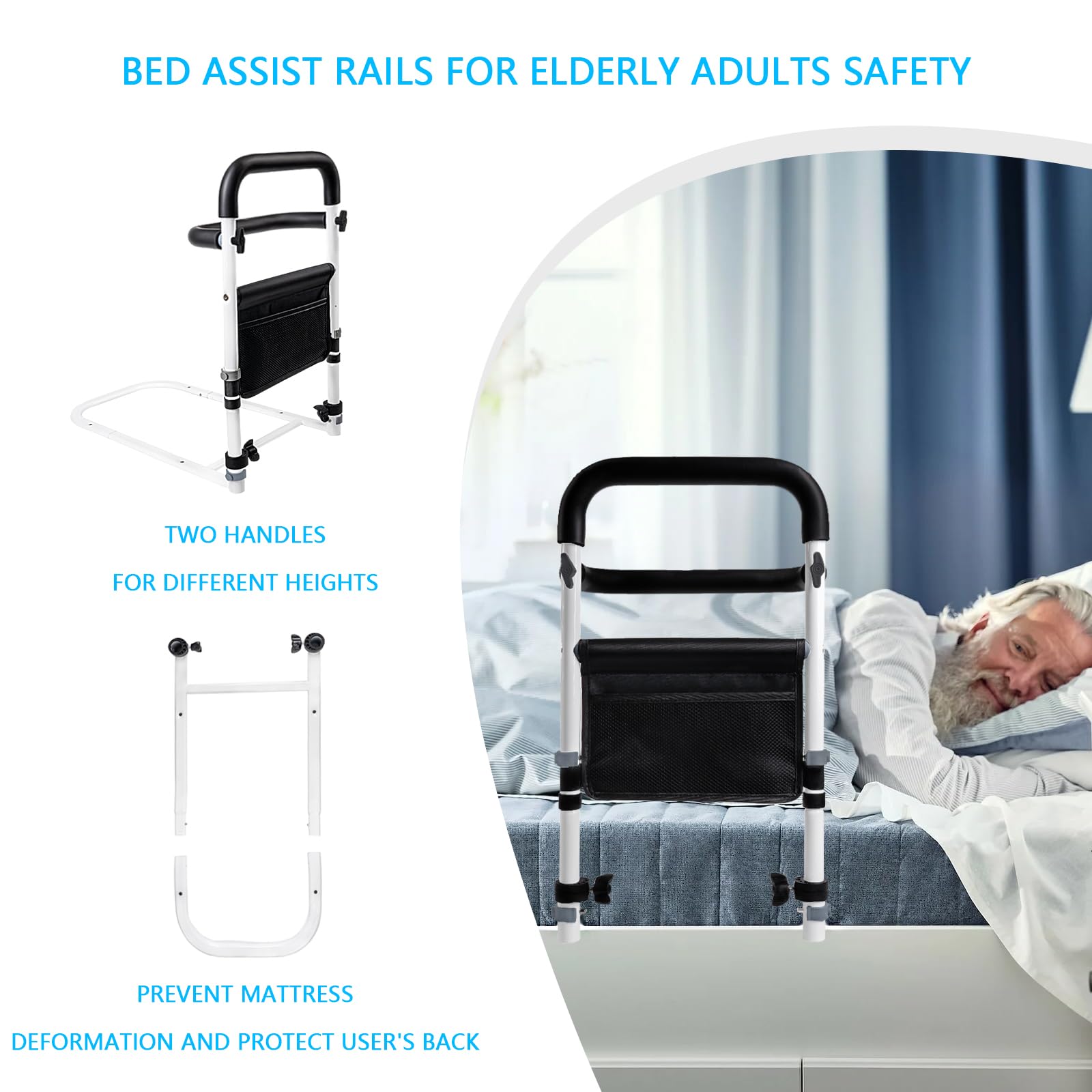 Svnntaa Bed Rails for Elderly Adults Safety, Bed Rail Elderly Bed Assist Rail for Seniors Helps Getting in and Out of Bed Much Easier