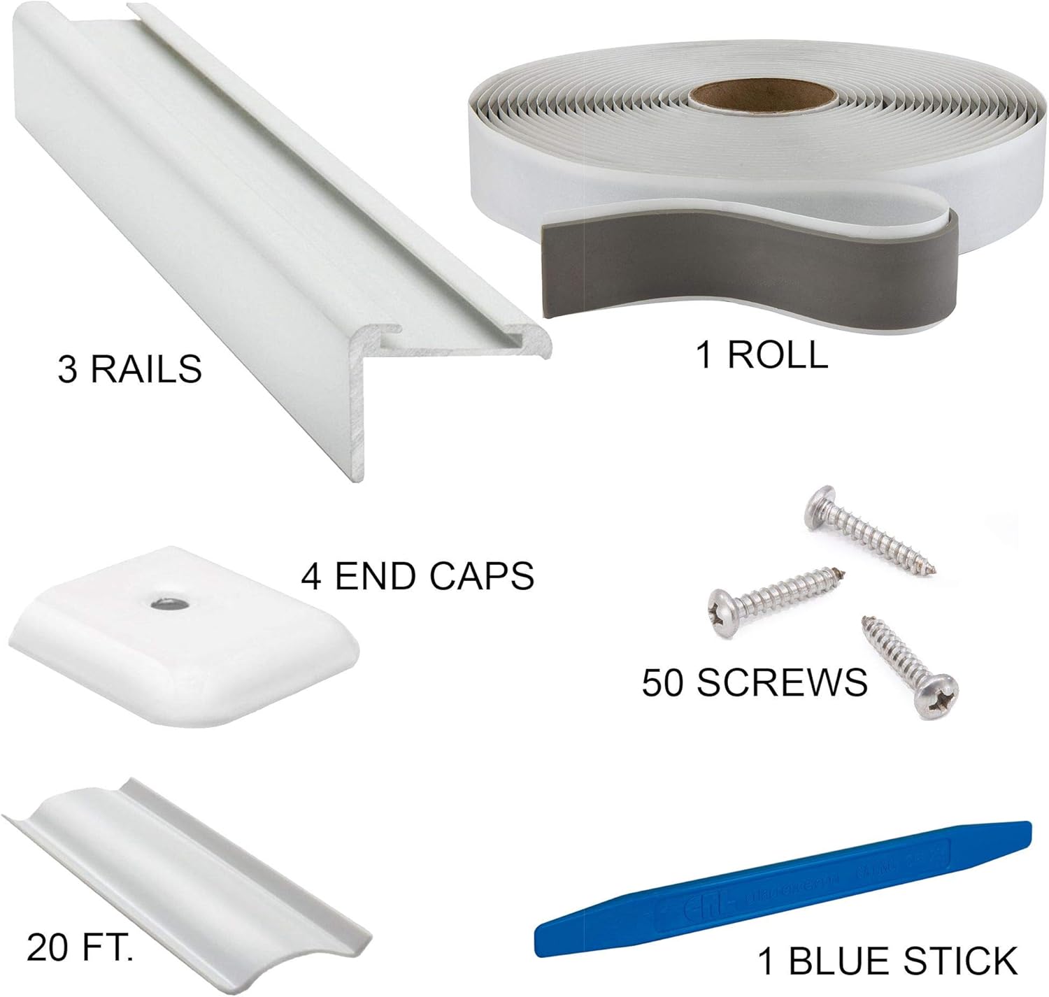 RV Insert Roof Trim with 3/4" Leg Black or White Color Trim Options Trim Pieces