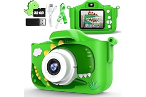 BEIARA Kids Camera for Boys Dinosaur Toys Age 3-8 with 48MP 1080P HD Video Camera Kids Digital Camera Toys for Kids Toddler Christmas Birthday Gifts with Dinosaur Protective Cover (Green)